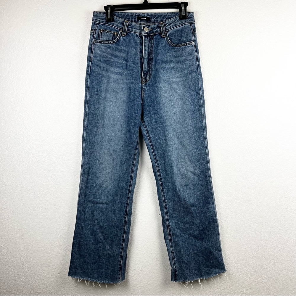 AERIN High Rise Straight Leg Jeans, Medium Wash, Size Large
